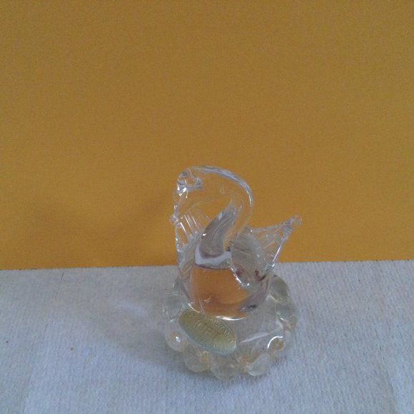 Murano art glass swan figurine paper weight clear glass Icet made in Venezuela - Picture 1 of 11